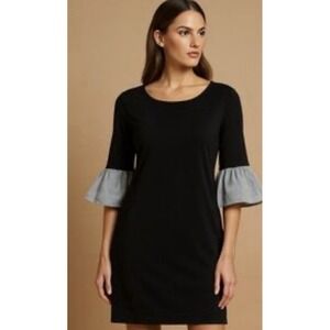 Anthropologie Pleione Dress Size M Black Flare Sleeve Layered Midi Shirt NWOT